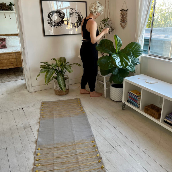 organic cotton, jute, natural rubber Yoga Mat made with Ayurvedic spices & natural dyes . boho home decor
