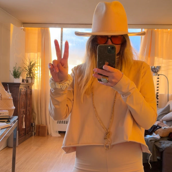 SALE Boxy Crop Turtleneck | Tahini