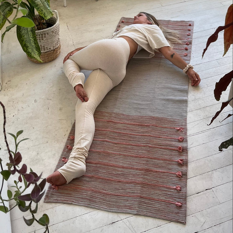 organic cotton, jute, natural rubber Yoga Mat made with Ayurvedic spices & natural dyes . boho home decor