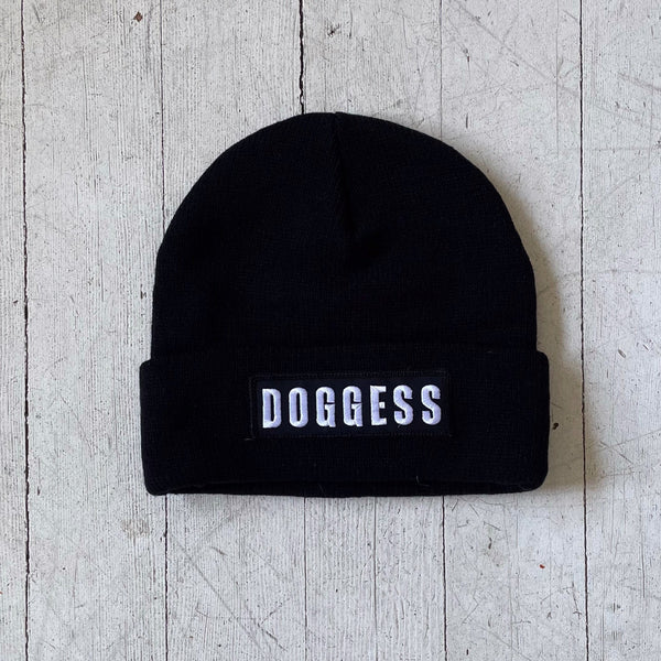 black acrylic knit, doggess, embroidered, dog charity